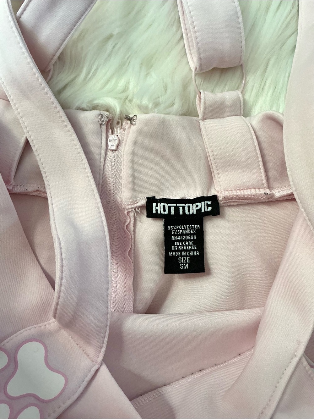 Hot Topic Pale Pink Suspender Skirt with Paw Accents Size Small - Picture 4 of 4